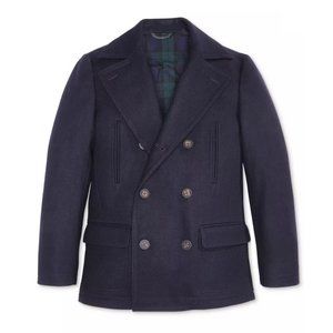 Ralph Lauren Big Boys Pea Overcoat - Dark Navy Wool